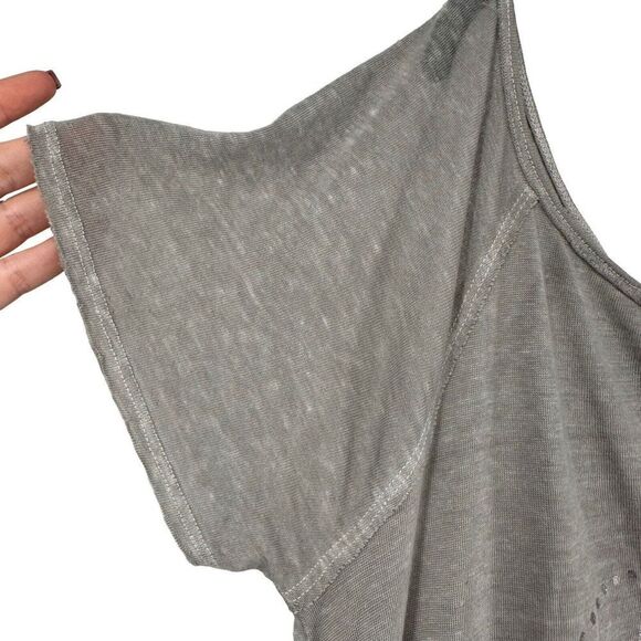Lucky Brand T Shirt Boho Burnout Gray Cold Shoulder XS Mystic Visionary Pyramid - Picture 5 of 9